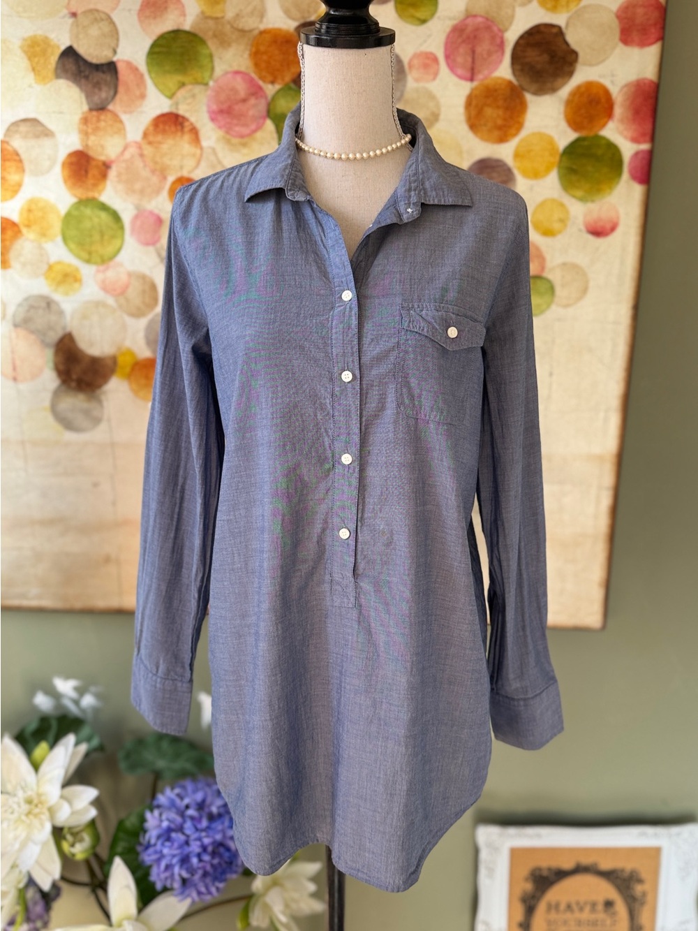 J. Crew Button-Front Tunic Shirt